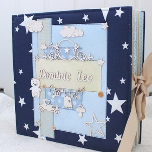 Large handmade baby boy album Newborn album Baby scrapbook Baby memory book Baby bot photo album