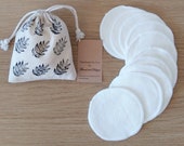 10 x Reusable Make up Remover Pads Set with Cotton Pouch Wash Bag, Bamboo Cotton make up rounds, Eco Friendly Facial Rounds Zero Waste