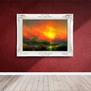Ivan Aivazovsky - La nona onda - 1850 - Dipinti famosi - Poster d'arte vintage - Stampa classica - A4 A3 A2 - Decorazioni per la casa - Belle arti