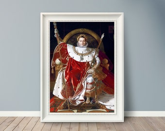 Ingres - Napoleon on his Imperial Throne - 1806 - Famous Paintings - Vintage Art Poster - Classic Print -  A4 A3 Home Wall Decor - Fine Art