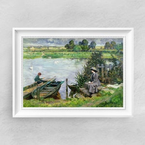 Tayler - The Thames at Benson - Fine Art Print - Vintage Art Poster - Famous Paintings - Art Classic - A4 A3 A2 - Home Decor Gift Idea