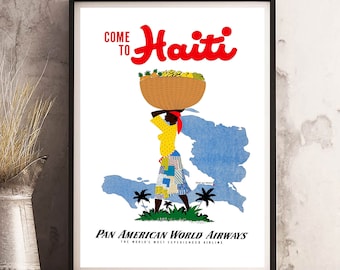 HAITI - Vintage Travel Poster Print - Satin Paper - A4 A3 A2 - Home Wall Decor TOP Quality