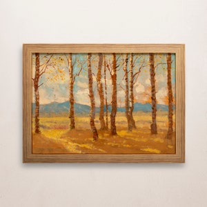 Birken im Herbst Vintage Landschaftsdruck - Berühmtes Gemälde - Rustikale Kunst Poster - Klassischer Druck - A4 A3 A2 - Home Wall Dekor | 038