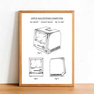 以下が含まれることがあります： アップルマッキントッシュコンピュータの特許デザインの白黒線画。特許番号は285,687で、発明者はジェロルド・C・マノック。特許日は1983年9月16日です。