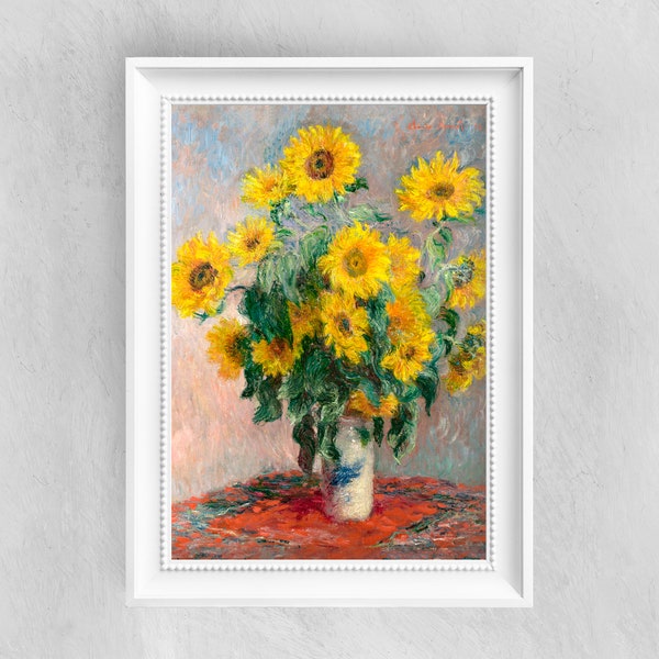 Claude Monet - Bouquet of Sunflowers - Fine Art Print - Vintage Art Poster - Famous Paintings - Art Classic - A4 A3 A2 Home Decor Gift Idea