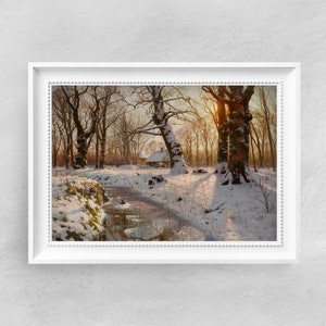 Winter by Peder Mork Monsted - Fine Art Poster - Vintage Oil Painting Print - Famous Paintings - Art Classics - Rustic Decor | 083