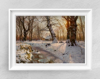 Winter by Peder Mork Monsted - Fine Art Poster - Vintage Oil