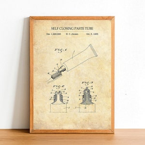 Zahnpasta Rohr, Badezimmer Patent Posterdruck, A4 A3 A2 Drucke, Home Decor, Wandkunst, Geschenkidee, Blaupause Poster, Innenarchitektur