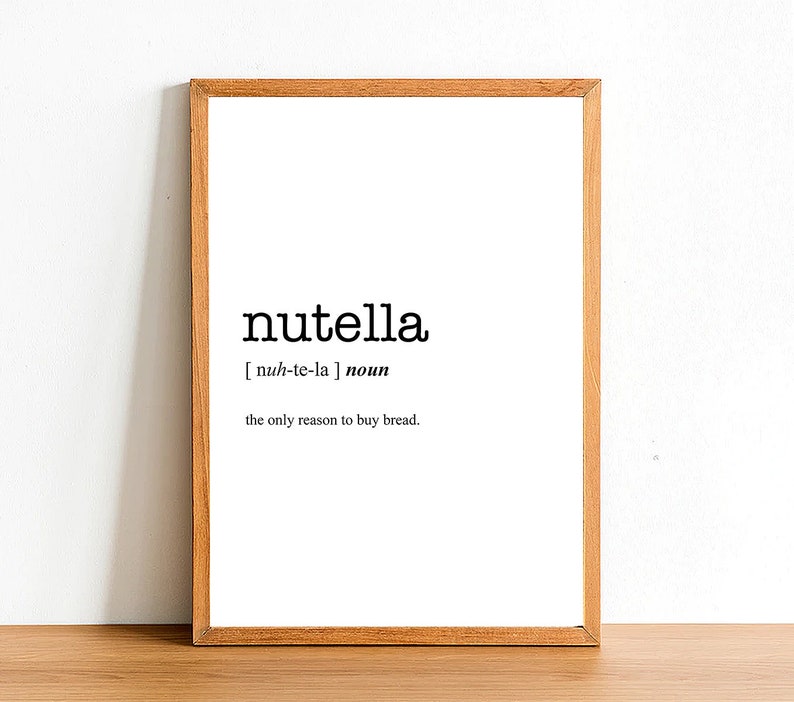 NUTELLA Word Definition Poster Print Urban Dictionary Word Etsy
