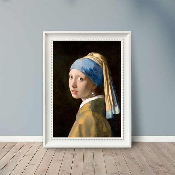 Johannes Vermeer - Fille à la perle Boucle d’oreille - 1665 - Peintures célèbres - Affiche d’art vintage - Impression classique - A4 A3 A2 - Décoration murale pour la maison