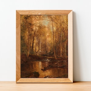 Herbst Wald Landschaft Landschaft Print - Berühmte Fine Art Gemälde - Rustikale Kunst Poster - Antik Druck - A4 A3 A2 - Home Wall Decor | 058