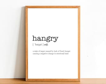 HANGRY Word Definition Poster Print - Urban Dictionary - Word Meaning - Funny Gift - A4 A3 A2 - Typographic Posters - Wall Decor Prints