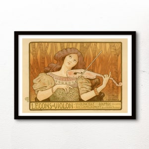 Lecons de Violon - 1909 - Art Nouveau La Belle Epoque - A4 A3 A2 - Home Wall Decor TOP QUALITY