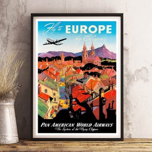 SEE EUROPE - Vintage Travel Poster Print - Satin Paper - A4 A3 A2 - Home Wall Decor TOP Quality