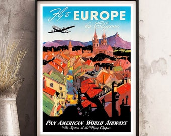 SEE EUROPE - Vintage Travel Poster Print - Satin Paper - A4 A3 A2