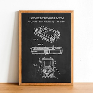 NINTENDO GAMEBOY Patent Poster Print - A4 A3 A2 Prints - Home Wall Art Decor - Gift Idea - Vintage Computer Gaming Posters