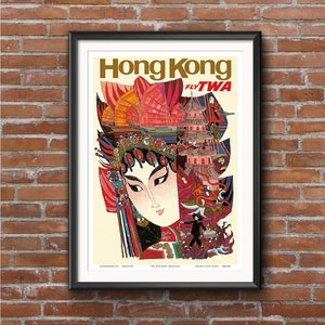 Hong Kong TWA - Vintage Travel Poster Print - Satin Paper - A4 A3 A2 - Home Wall Decor TOP Quality
