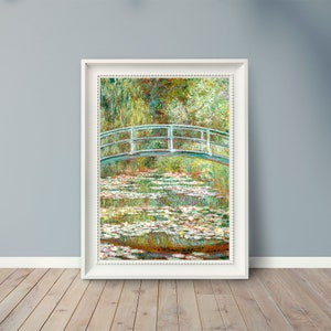 Claude Monet - Bridge over a Pond of Water Lilies - Famous Paintings - Vintage Art Poster - Classic Print -  A4 A3 A2 - Home Wall Decor