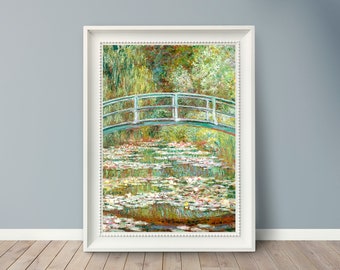 Claude Monet - Bridge over a Pond of Water Lilies - Famous Paintings - Vintage Art Poster - Classic Print -  A4 A3 A2 - Home Wall Decor