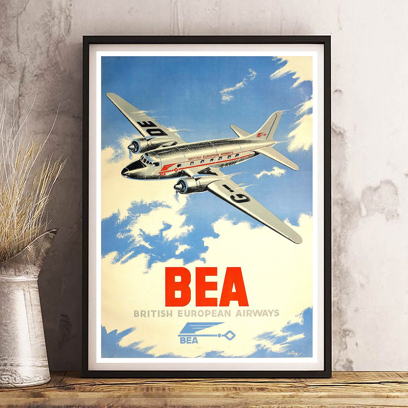 BRITISH AIRWAYS - Vintage Travel Poster Print - Satin Paper - A4