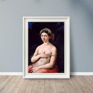 Raphael - La Fornarina - 1519 - Pinturas famosas - Póster de arte vintage - Impresión clásica - A4 A3 A2 - Decoración de paredes para el hogar - Bellas Artes
