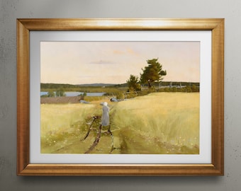 ジグフリート・アウグスト・ケイナネン作「道の上のホステス」 - ファインアートプリント - ビンテージアートポスター - 有名な油絵 - ホームデコレーションギフトアイデア | 164