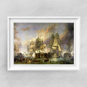 Stanfield - The Battle of Trafalgar - Fine Art Print - Vintage Art Poster - Famous Paintings - Art Classic - A4 A3 A2 - Home Decor Gift Idea