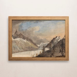 Chamonix Sea of Ice Vintage Landscape Print - Famous Painting - Rustic Art Poster - Classic Print -  A4 A3 A2 - Home Wall Decor | 024
