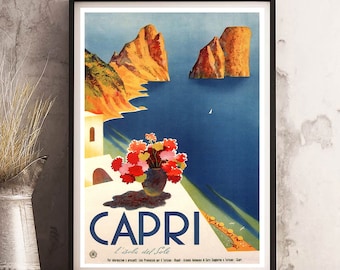 CAPRI - Vintage Travel Poster Print - Satin Paper - A4 A3 A2 - Home Wall Decor TOP Quality