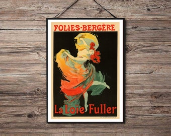 La Loie Fuller, Folies-Bergere - 1893 - Art Nouveau La Belle Epoque - A4 A3 A2 - Decoración de la pared del hogar CALIDAD SUPERIOR