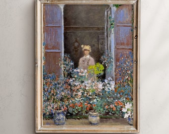 Camille Monet at the Window by Claude Monet - Fine Art Poster - Vintage Art Print - Famous Paintings - Art Classics - A4 A3 A2 Home Decor