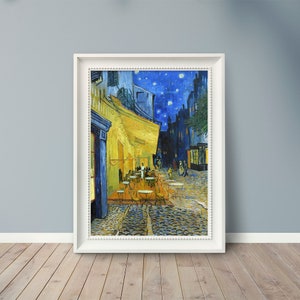 Vincent van Gogh - Café Terrace at Night - 1888 - Famous Paintings - Vintage Art Poster - Classic Print - A4 A3 A2 - Home Wall Decor