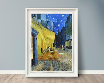 Vincent van Gogh - Café Terrace at Night - 1888 - Famous Paintings - Vintage Art Poster - Classic Print - A4 A3 A2 - Home Wall Decor