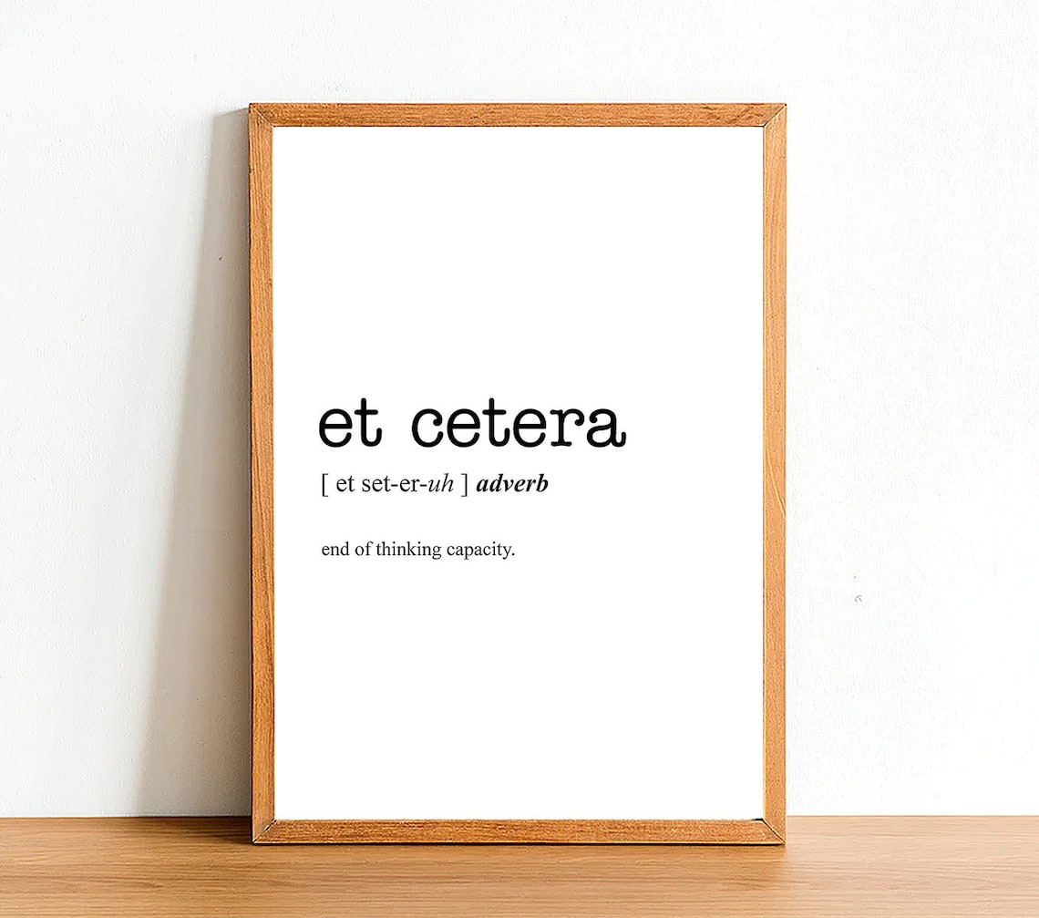 ETC Et Cetera Definition Poster Print Urban Dictionary - Etsy