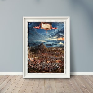 Albrecht Altdorfer - The Battle of Issus - 1529 - Famous Paintings - Vintage Art Poster - Classic Print -  A4 A3 A2 - Home Wall Decor