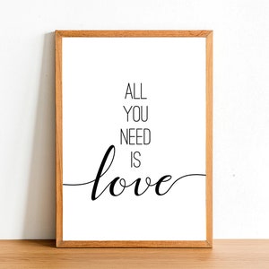 Motivational Poster Inspirational Print Writing Poster Wall Decor Heart Dollar Sign Pink /& Gray Typography Art Write For Love And Money