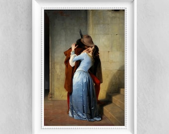 El beso de Francesco Hayez - Pintura romántica - Impresión de arte vintage - Cartel de arte antiguo - Impresión en papel - A4 A3 A2 - Decoración de la pared del hogar / 215