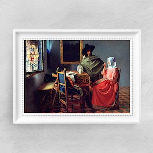 Johannes Vermeer - The Wine Glass - Fine Art Print - Vintage Art Poster - Famous Paintings - Art Classic - A4 A3 A2 Home Decor Gift Idea