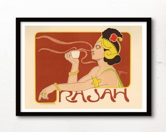 Rajah - Coffee - 1897 - Art Nouveau La Belle Epoque - A4 A3 A2 - Home Wall Decor TOP QUALITY