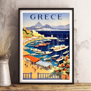 GRIECHENLAND Athen - Vintage Reise Poster Druck - Satinpapier - A4 A3 A2 - Haus Wand Dekor TOP Qualität