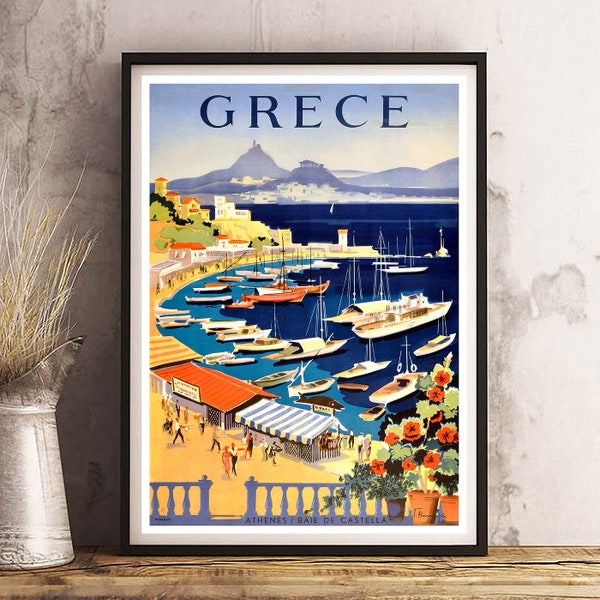 GREECE Athens - Vintage Travel Poster Print - Satin Paper - A4 A3 A2 - Home Wall Decor TOP Quality