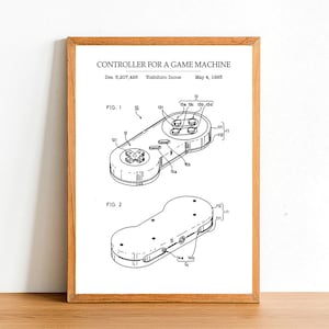 SNES CONTROLLER Patent Poster Print - A4 A3 A2 Prints - Home Wall Art Decor - Gift Idea - Vintage Computer Gaming Posters