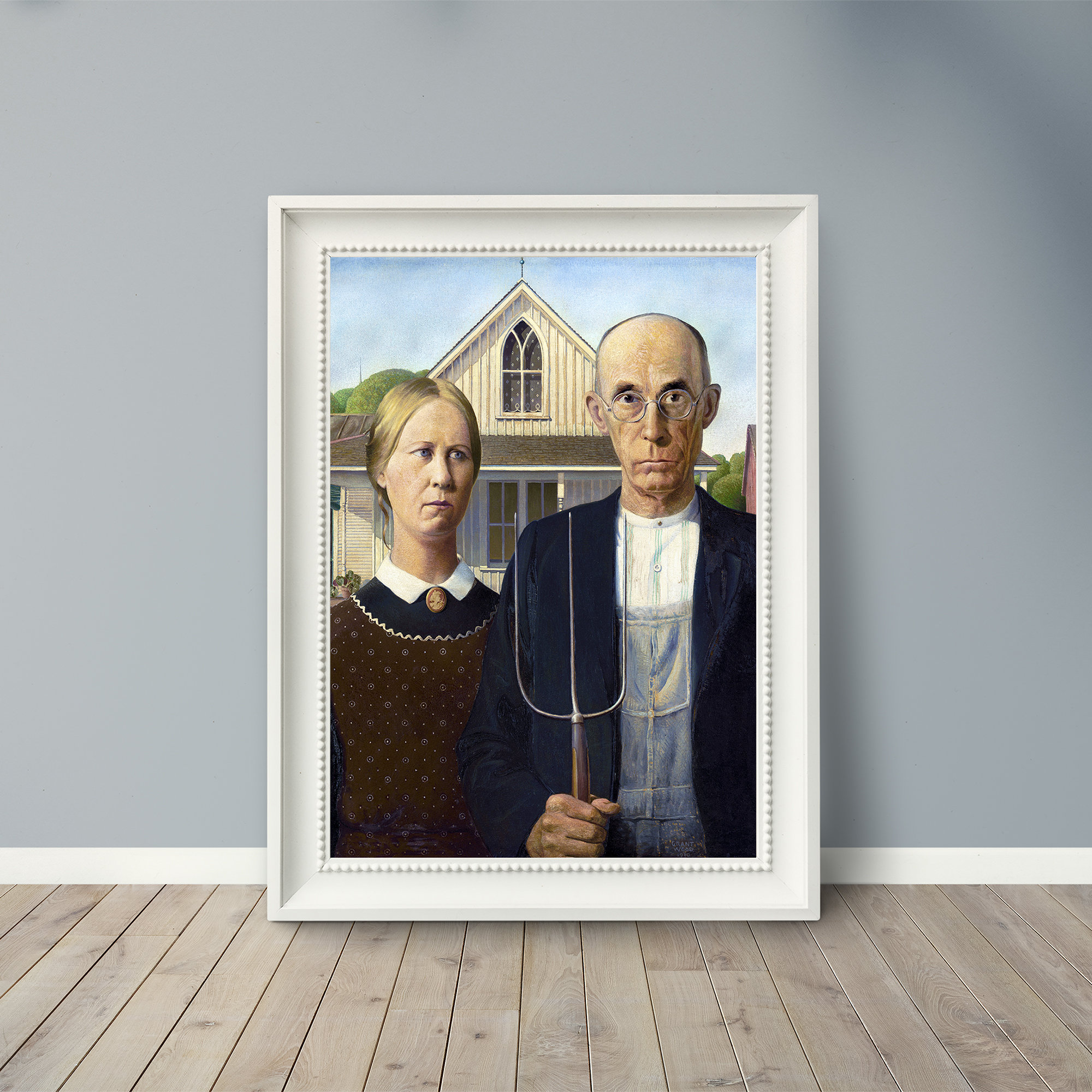 Grant Wood - American Gothic - 1930 - Famous Paintings - Vintage