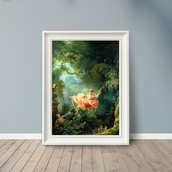 Jean-Honore Fragonard - The Swing - 1767 - Famous Paintings - Vintage Art Poster - Classic Print -  A4 A3 A2 - Home Wall Decor - Fine Art