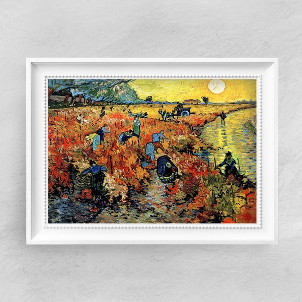 Van Gogh - Vineyards - Fine Art Print -  Vintage Art Poster - Famous Paintings - Art Classic - A4 A3 A2 - Home Decor Gift Idea