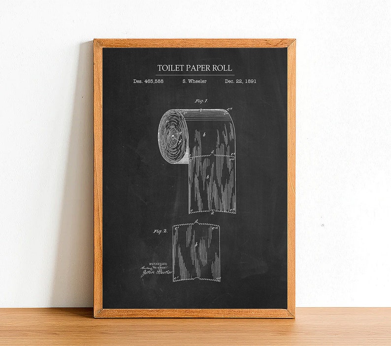 Toilet Paper Roll, Bathroom Patent Poster Print, A4 A3 A2 Prints, Home ...