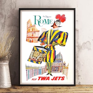 ROME TWA - Vintage Travel Poster Print - Satin Paper - A4 A3 A2 - Home Wall Decor TOP Quality