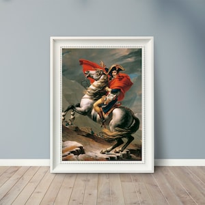 Jacques-Louis David - Napoleon Crossing the Alps - 1801 - Famous Paintings - Vintage Art Poster - Classic Print -  A4 A3 A2 Home Wall Decor