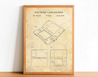 Nintendo DS Patent Poster Print - A4 A3 A2 Prints - Home Wall Art Decor - Gift Idea - affiches de jeux informatiques vintage