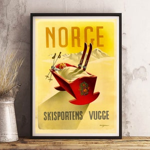 NORWAY Ski - Vintage Travel Poster Print - Satin Paper - A4 A3 A2 - Home Wall Decor TOP Quality
